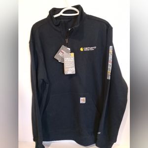 NWT Carhartt FR Mens M 1/4 Zip Mock Neck Pullover Sweatshirt CAT 3 Force Navy